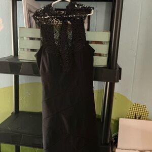 Emerald Sundae Black Lace Backless Dress
